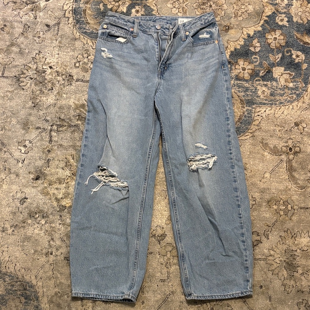 GAP Light Blue Curvy Barrel High Rise Jeans